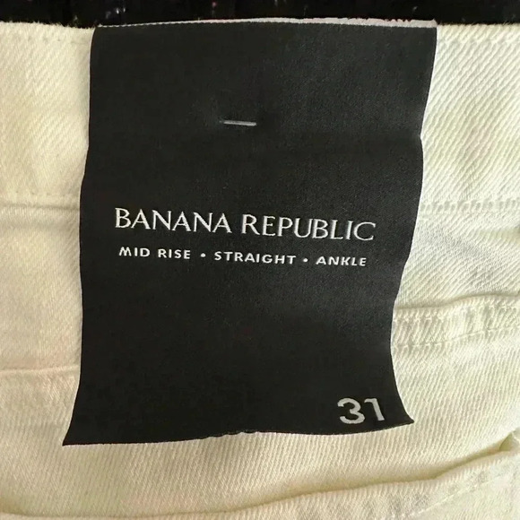 Banana Republic mid rise stretch straight legged white jeans size 31 NWT - Picture 3 of 5